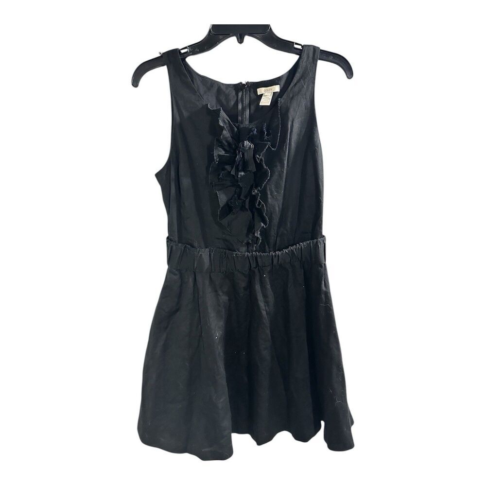 J.CREW Womens Dress 6 Black Sleeveless Ruffle Front Lined Rear Zip‎ Shift Style